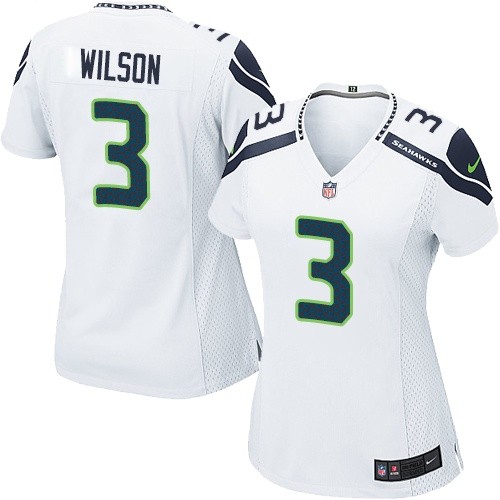 Women's Limited Russell Wilson Nike Jersey White Road - #3 NFL Seattle Seahawks